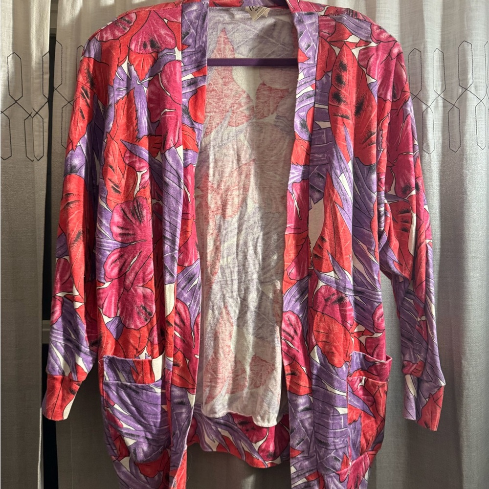 Fritizi Vibrant Floral Red & Puprle Cardigan